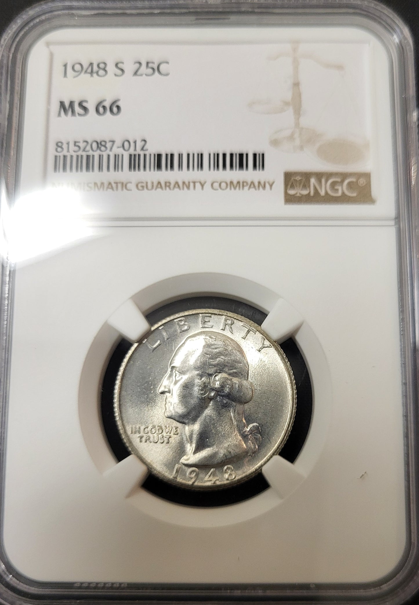 1948-S 25c NGC MS 66