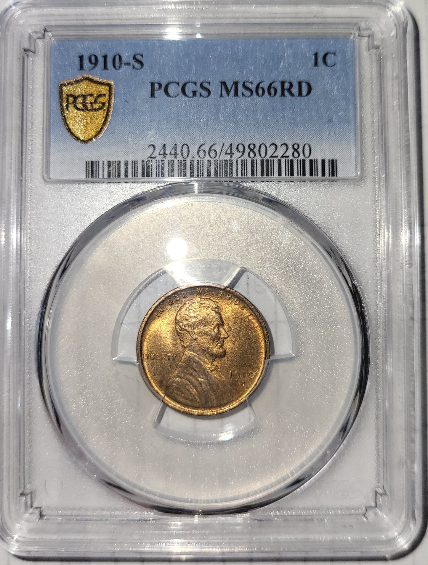 1910-S Lincoln 1c PCGS 66 RD