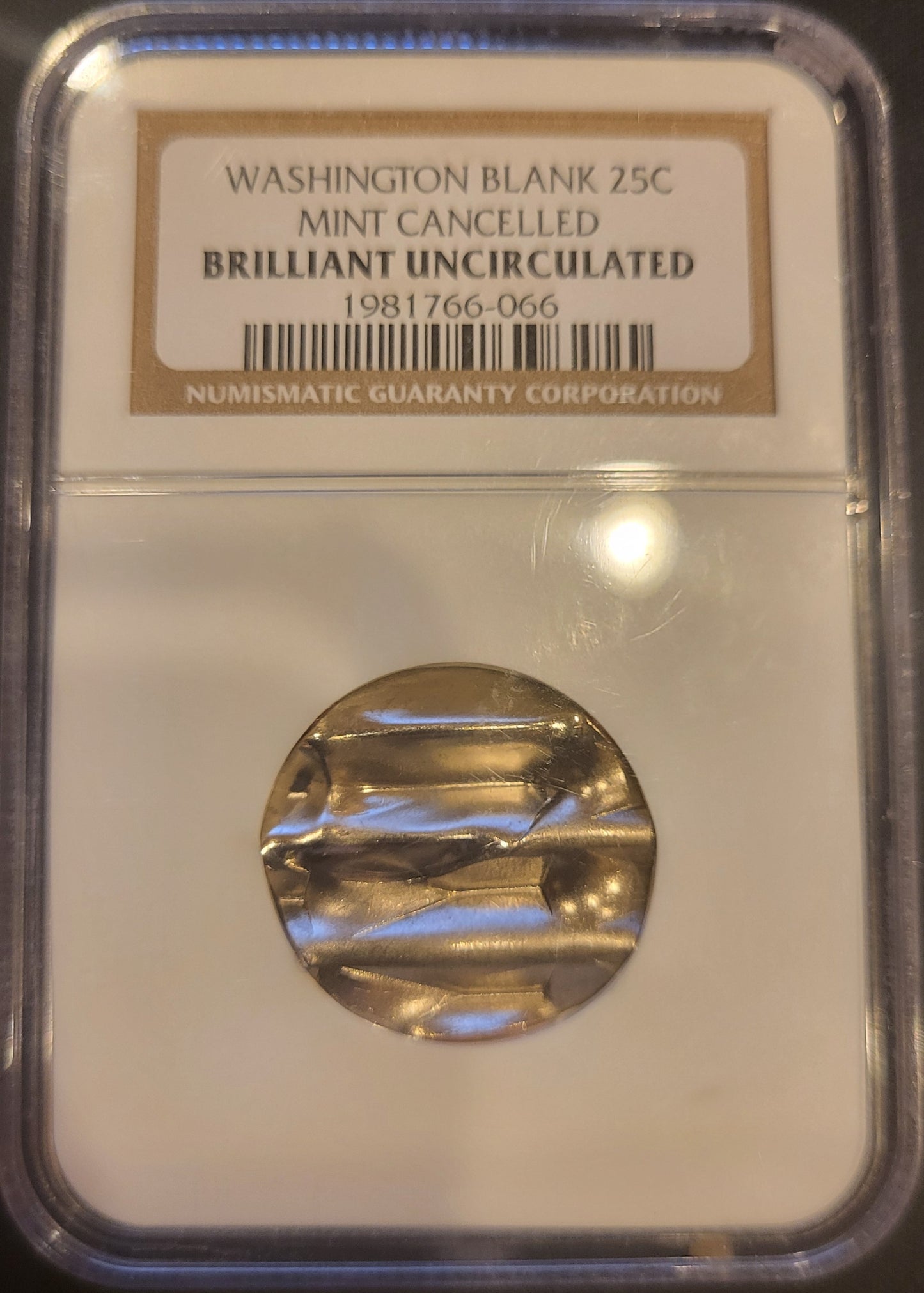 Washington Blank Mint Cancelled NGC Briliant Uncirculated