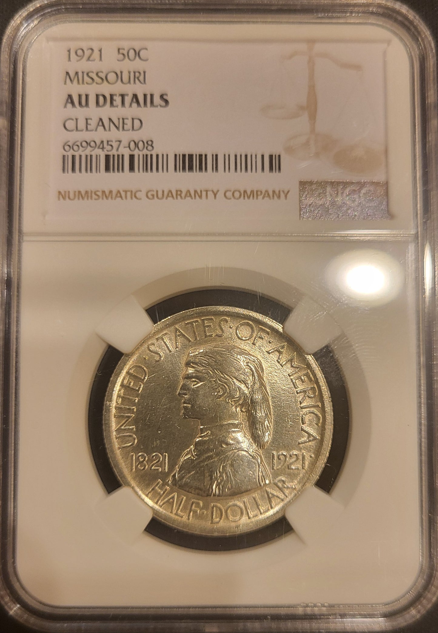1922 Missouri 50c NGC AU Details Cleaned